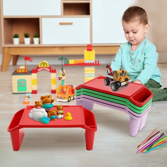 6 Pcs 50*25*18cm Kids Lap Desk Tray PP for Writing Eating Game Classroom Red Green Purple