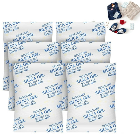 6 Pcs 50 Gram Silica Gel Packs,Tutuviw Transparent Desiccant,Desiccant Packets for Storage,Moisture Packs,Moisture Absorbers Desiccant Packs for Spices Jewelry Shoes Boxes Electronics Storage