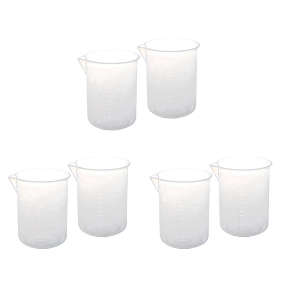6 Pcs 50 Ml Laboratory Plastic Water Liquid Measuring Cup Transparent,6 x measuring cup,Transparent
