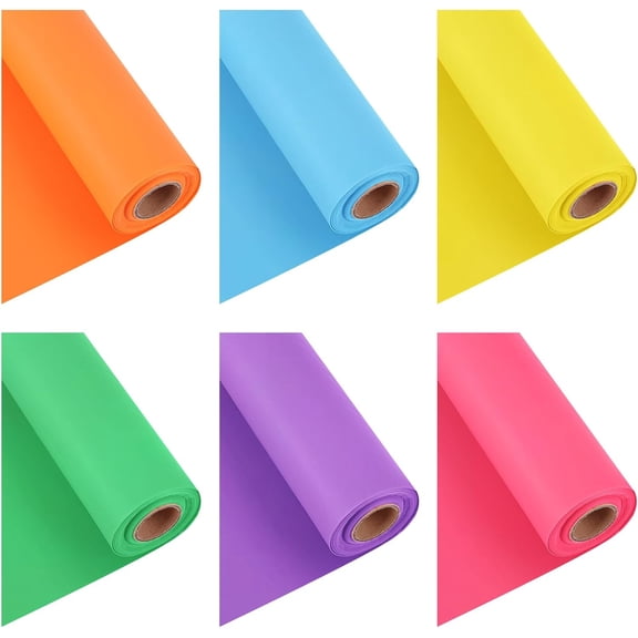 6 Pcs 54'' x 66' Plastic Table Cover Roll Disposable Tablecloth Rainbow Girls Party Supplies for Tent Backdrop Curtains Ceiling Walls Drapes First Day of School Decoration