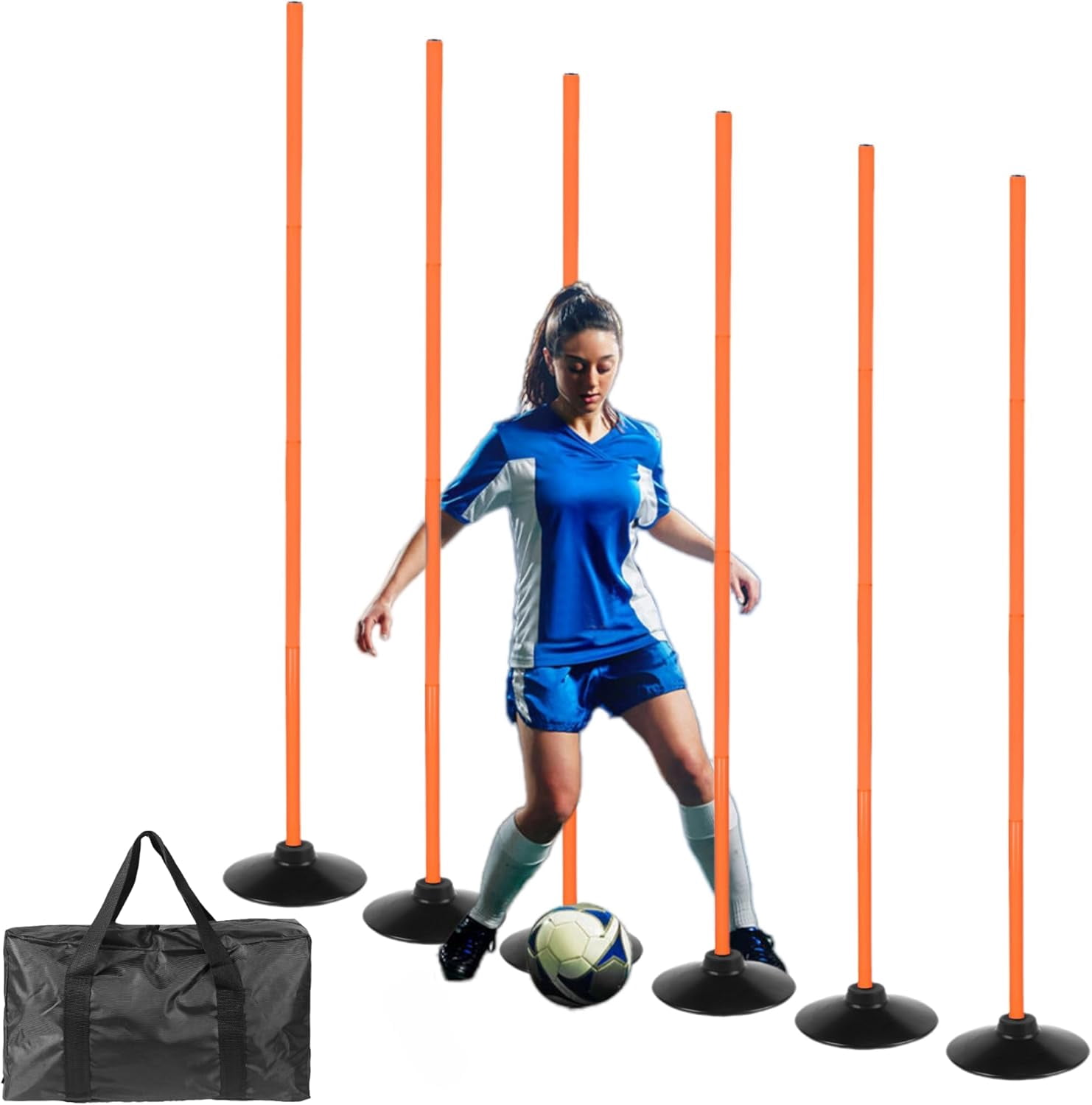 TNZMART 3.9FT Detachable Speed Agility Poles Agility Training Yellow Pack Of