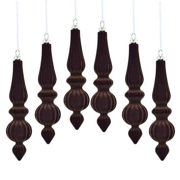 6 Pcs 6.69 Inch Plastic Finial Christmas Ornaments Hanging Christmas Velvet Pendant Shatterproof Christmas Ball Hanging Ornaments Finials Xmas Ornaments for Vintage Holiday Xmas Tree Decoration
