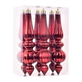thumbnail image 1 of 6 Pcs 6.7" Finial Drop Christmas Ornament Hanging Teardrop Ornament, Plastic Shatterproof Decor Shiny Matte Glitter Sequin for Xmas Tree Pendants Winter Holiday Party Supply,Wine, 1 of 8