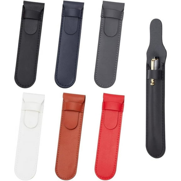 6 Pcs 6 Colors Leather Single Pen Case Handmade Fountain Pen Pouch Single Pen Pouch Holder with a Flip Cover