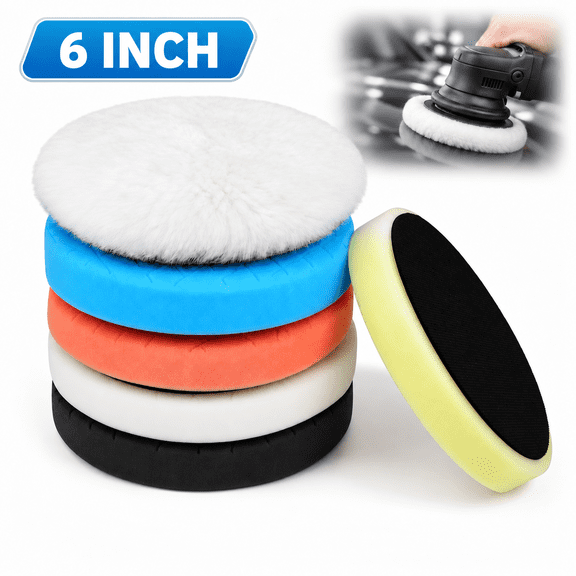 6 pcs 6 inch Buffing Pads, Polishing Pads 165 mm Face for 6 inch 150mm Base Plate, Wax Applicator Pad for Compounds, Polishing and Waxing