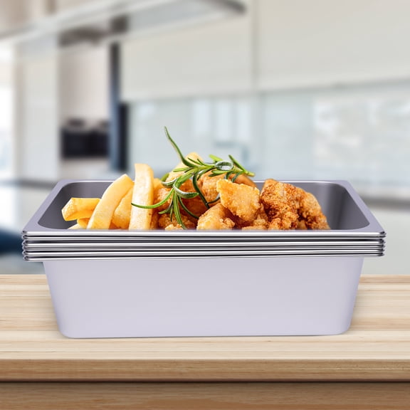 6 Pcs-6 Inch Deep Steam Table Pans Full Size Stainless Steel Food Pan Buffet Servers Pans Hotel Pan Restaurant Steam Table Pans Commercial Cookwares Catering Food Warmer