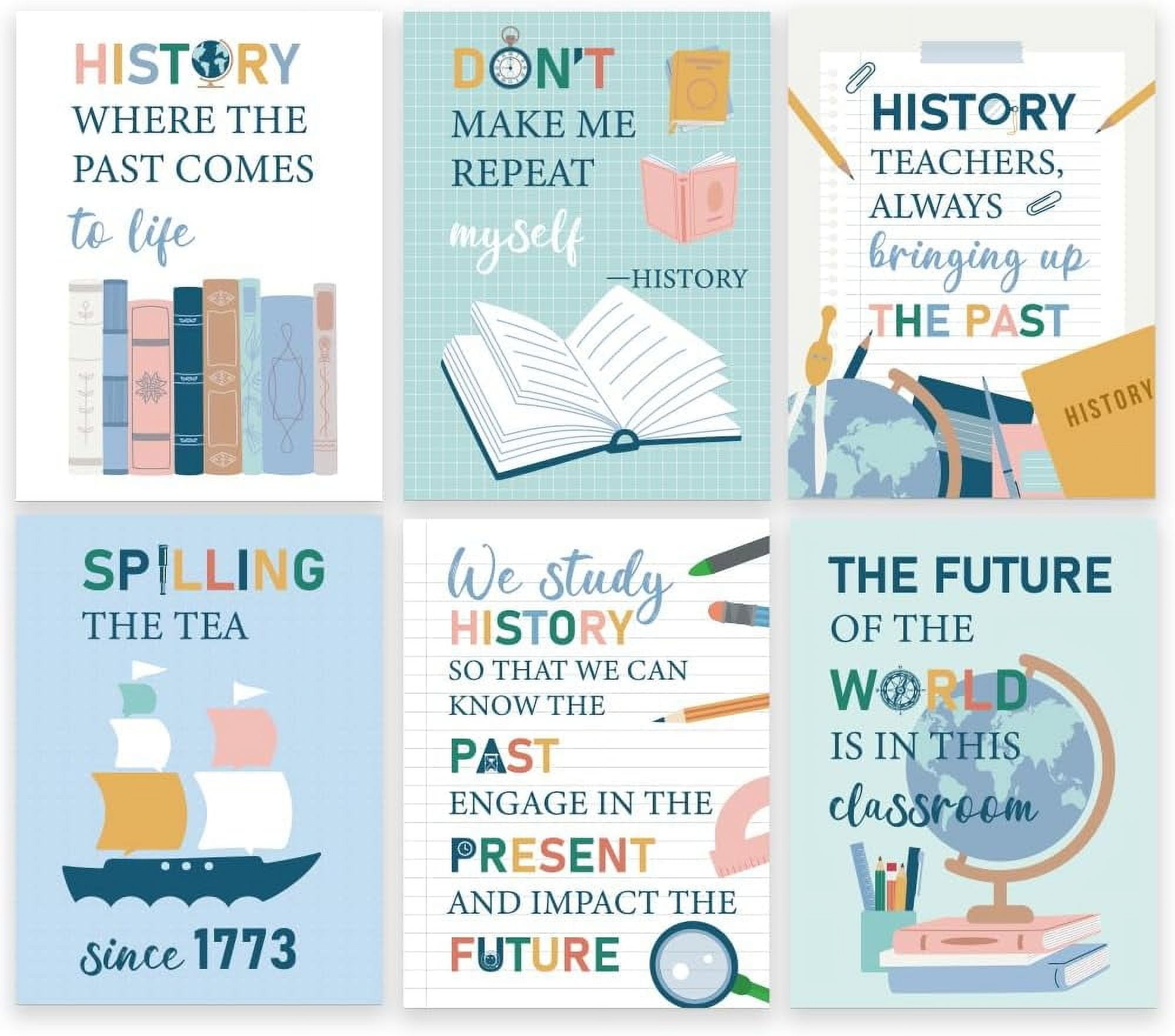6 Pcs 6 Styles Boho History Posters Social Studies Print Posters ...