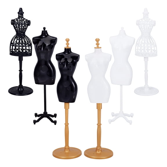 6 Pcs 6 Styles Mini Cloth Model Dress Forms Cloth Gown Model Stand for Display Holder Stand Support DIY