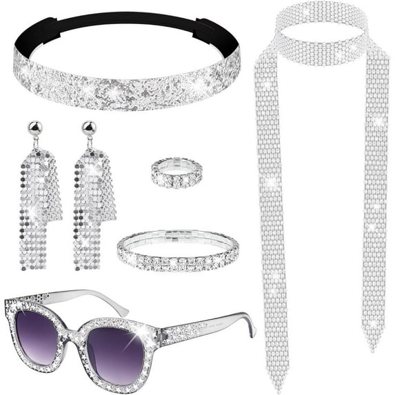 6 Pcs 70s Disco Accessories for Women Costume Jewelry Set, Perfect Choice for Halloween, Birthday Gifts, and Parties