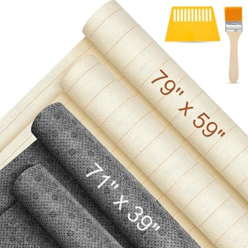 6 Pcs 79'' X 59" Large Tufting Cloth for Rugs and 71'' X 39" Non Slip Final Backing Tuft Fabric Monks Cloth for Tufting Needle DIY Rug Making, Contains Cleaning Brush and Glue Scraper$$Art & Craft