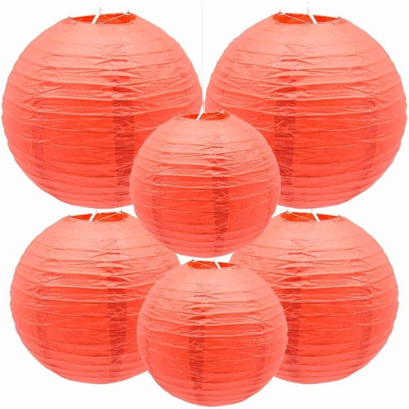 6 Pcs （ 8”10” 12”）  Paper Lanterns Decorative Round Paper Lantern Hanging Paper Lanterns for Party, Classroom, Wedding, Halloween,Christmas,Home Decoration
