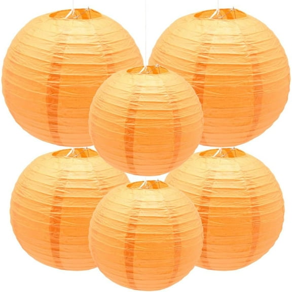 6 Pcs （ 8”10” 12”）  Paper Lanterns Decorative Round Paper Lantern Hanging Paper Lanterns for Party, Classroom, Wedding, Halloween,Christmas,Home Decoration