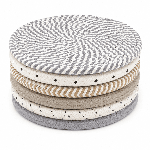 Generic Cotton Rope Trivet Set, 6 Pack 8 inch Round Heat Resistant Pot Holders for Hot Pots Pans Dishes, Kitchen Table Protector Mats, Mixed Colors