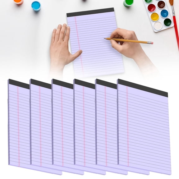 6 Pcs 5X8 Inch Colored Legal Pads, College Ruled Lined Notepads, 50 Sheets Perforated Writing Pads, To-Do List Notebook for Office Home