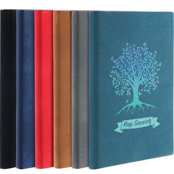 6 Pcs A5 Lined Leather Journal Notebook Set in 6 Colors