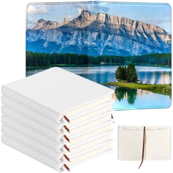 6 Pcs A5 Sublimation Notebook Blank Journal 100 Pages - Hardcover PU Notebooks for Note Taking Plan Making Diary Writing - School Office Supplies$$Office