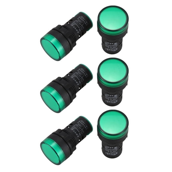 6 Pcs AC220V Green LED Power Indicator Pilot Signal Light Lamp 22mm Dia,6 x LED Indicator Pilot Lights,Green light