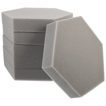 Hexagonal Acoustic Panels for Home Use Grey Polyurethane Sound Dampening Walls Ceilings 6 Pieces