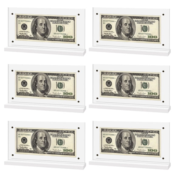 6 Pcs Acrylic Bill Frame, Currency Display Holder, Dollar Bill Holder 7.8 x 4 Inch
