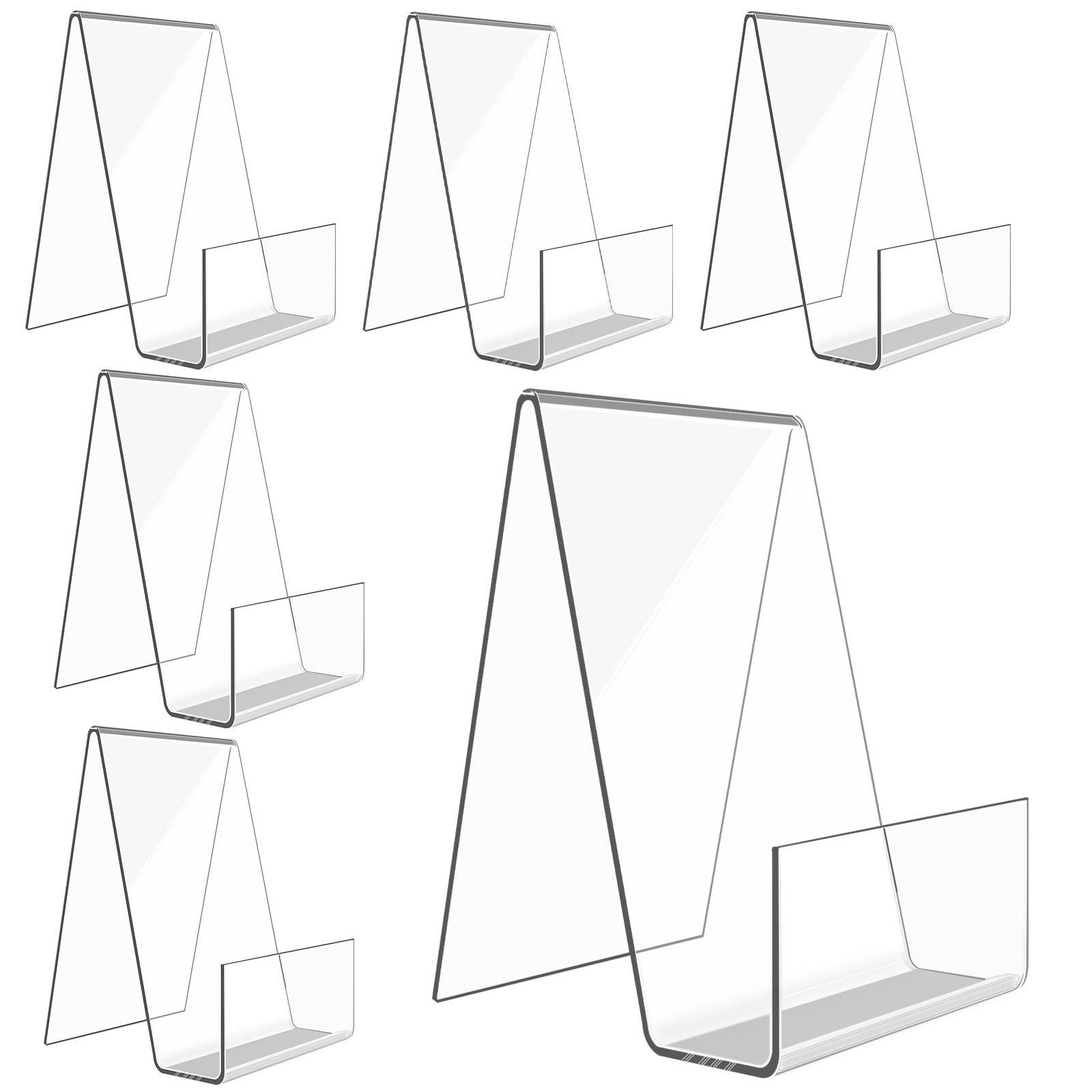 6 Pcs Acrylic Book Display Stand, Small Picture Holders with Ledge ...