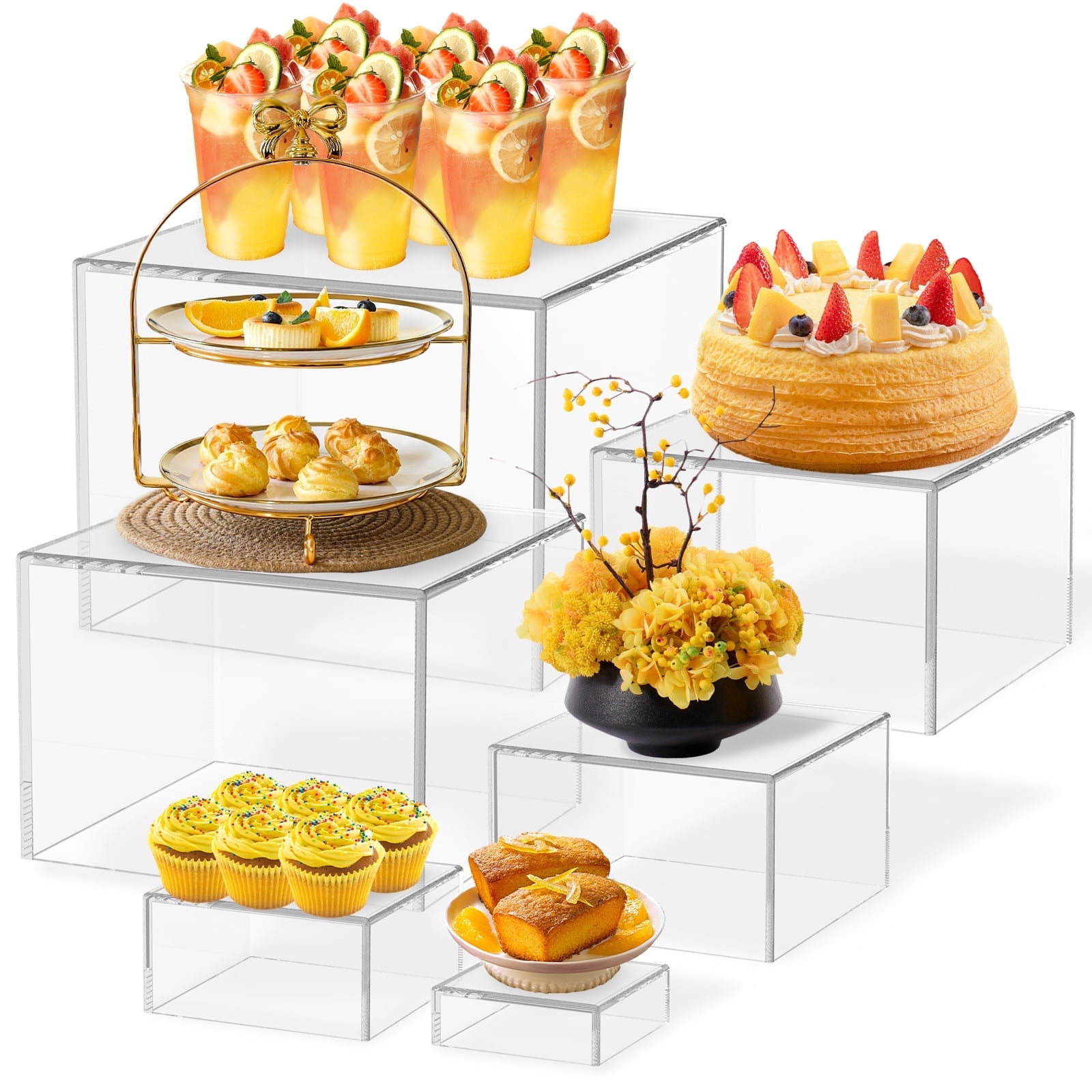 6 Pack Acrylic Risers for Display Acrylic Cube Boxes Risers Stackable ...