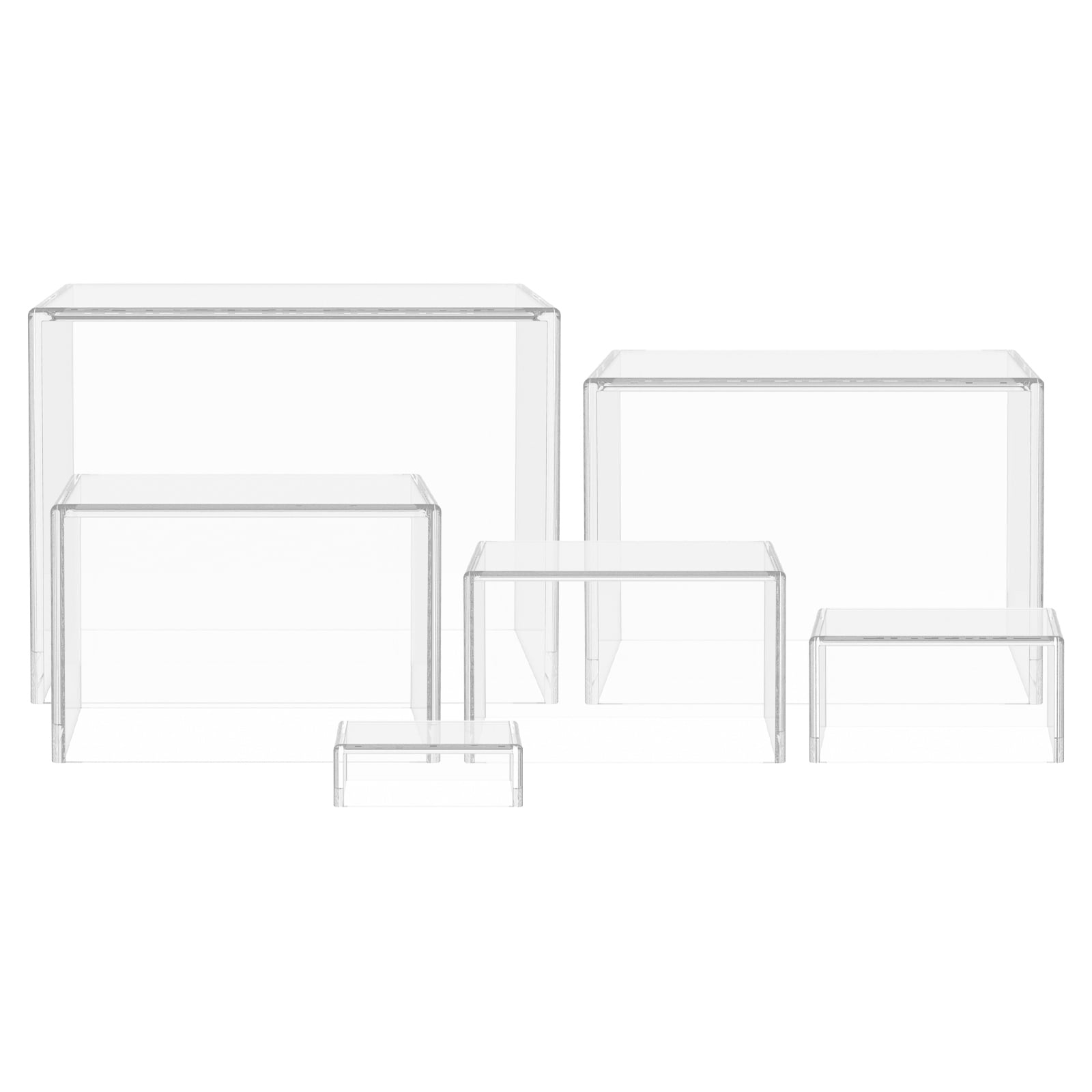 6 Pcs Acrylic Box with Hollow Bottom 6 Different Sizes Buffet Risers ...