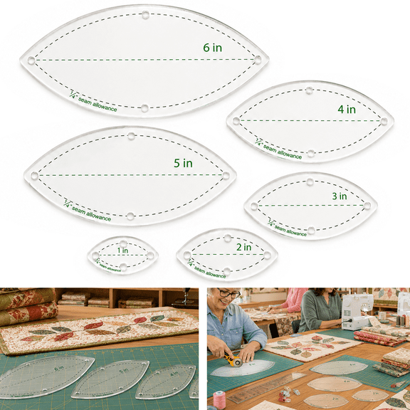 6 Pcs Acrylic Leaf Pattern Stencils, 1-6 Inch Clear Router Inlay Templates for Woodworking, Furniture Decoration, Leathercraft & Multi-Craft Drawing Guides