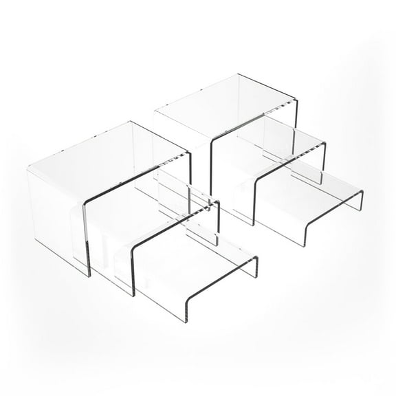 6 Pcs Acrylic Risers Display Stands, Acrylic Display Riser, Thickened to 3mm Clear Rectangular Display Shelf for Cupcake Stand, Collectibles Display and Retail Showcase (3'',4'',5'')