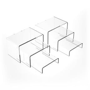 6 Pcs Acrylic Risers Display Stands, Acrylic Display Riser, Thickened to 3mm Clear Rectangular Display Shelf for Cupcake Stand, Collectibles Display and Retail Showcase (3'',4'',5'')
