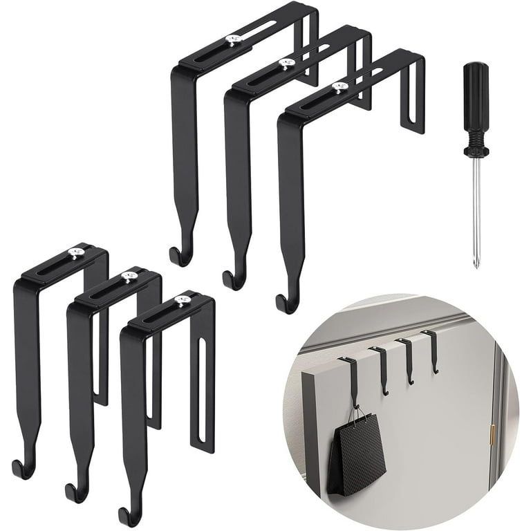 6 Pcs Adjustable Cubicle Wall Hooks Universal Partition Hanger Set Metal Cubicle Hangers for Hanging Black Cubicle Coat Hanger for Office to Fit 1.35