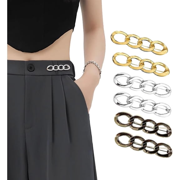 6 Pcs Adjustable Jeans Buttont,Pant Waist Tightener for Jeans Dress Fit Instant Button,No Need to Sew Detachable Button Pins,Adjuster for Loose Jeans(Gold Silver Copper)