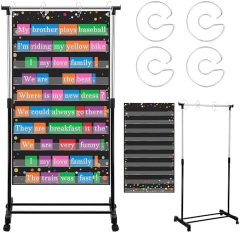 6 Pcs Adjustable Pocket Chart Stand Include 1 Expandable Flip Rack with ...