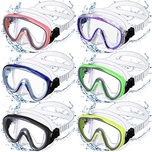 6 Pcs Adult Swimming Goggles with Nose Cover Anti Fog Scuba Diving Mask Snorkel Swim Mask Wide View Swim Goggles$$Sport & Recreation Other