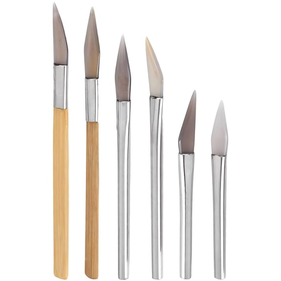 6 Pcs Agate Burnisher Set, Jewelry Making Tools for Adults, Metal and Wood Handles for Polishing Gold, Silver, Precious Metals, Professional Jewelry Tools Kit