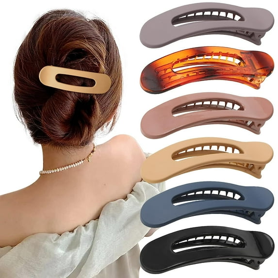 6 Pcs Alligator Hair Claw Clips French Concord Hair Clips Flat Non-Slip Hair Clip Grip Strong Hold Clip Hair Claw for Women