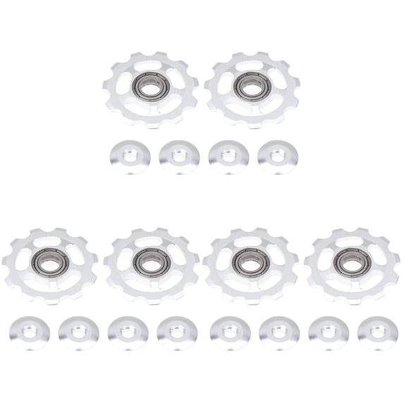 6 Pcs Aluminum Alloy Bike Wheel Rear Derailleur Pulley 11T for (Silver)