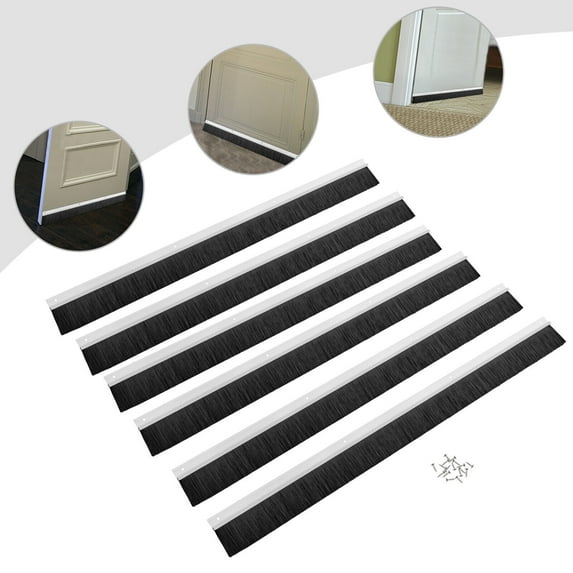 6 Pcs Aluminum Alloy Door Brush Sweep Seal Sliding Door Brush Seal Strip Weather