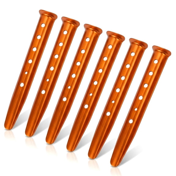 6 Pcs Aluminum Tent Stakes - 12.6" Sand Stakes for Tents Suitable for Soft Ground and Snow, Rust & Corrosion Resistant - Easy to Install Tent Stake Set with High Visibility Color & U-Shaped Anchors