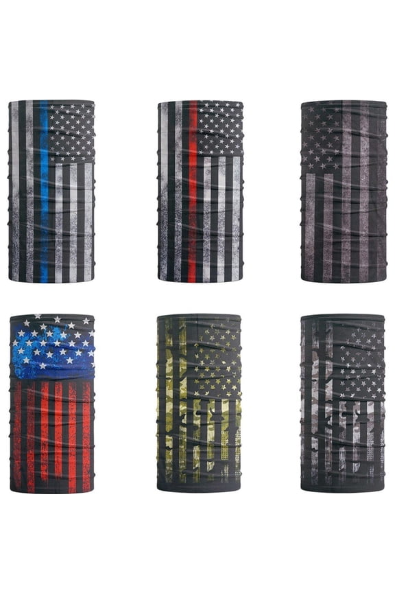 6 Pcs American Flag Neck Gaiter Face Mask, Seamless UV Protection Face Shield Neck Gaiter Balaclava Headband Headwear for Adults