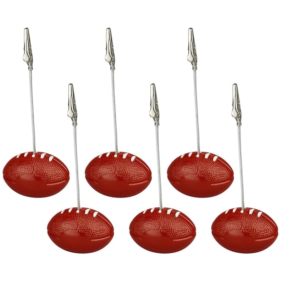 6 Pack Rugby Place Card Holders – 4.7" Resin Table Number Stands with Secure Clip, Sports Theme Wedding, Party & Event Decor