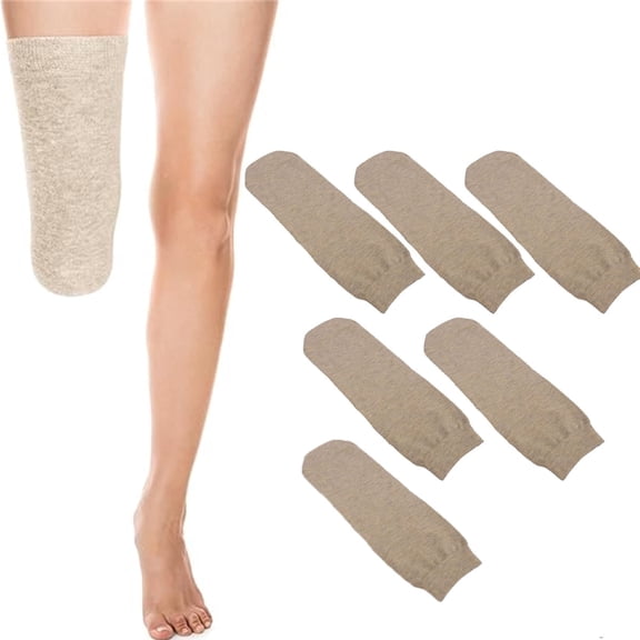 6 Pcs Amputee Sock,Tutuviw Prosthetic Limb Socks,14in Soft Breathable Protective Stump Sock,Thickened Cotton Protective Stump Socks,Elastic Prosthetic Socks for Below the Knee Amputees (Skin)