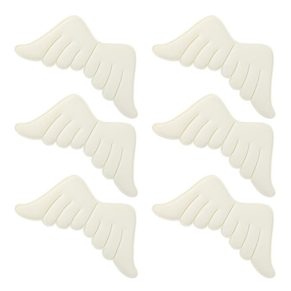 6 Pcs Angel Wings Cloth Sticker Decor Craft Patch Decorative Delicate Embossed House Decorations for Home White Knitted Fabric