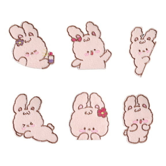 6 Pcs Animal Embroidered Patches Applique Patches Lovely Rabbits Iron on Patches