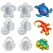 6 Pcs Animal Resin Molds, Semi-3D Turtle Lizard Frog Silicone Molds for Epoxy Resin, Large Lifelike 3D Casting Molds for Desktop Ornaments, Home Decor & DIY Art Crafts