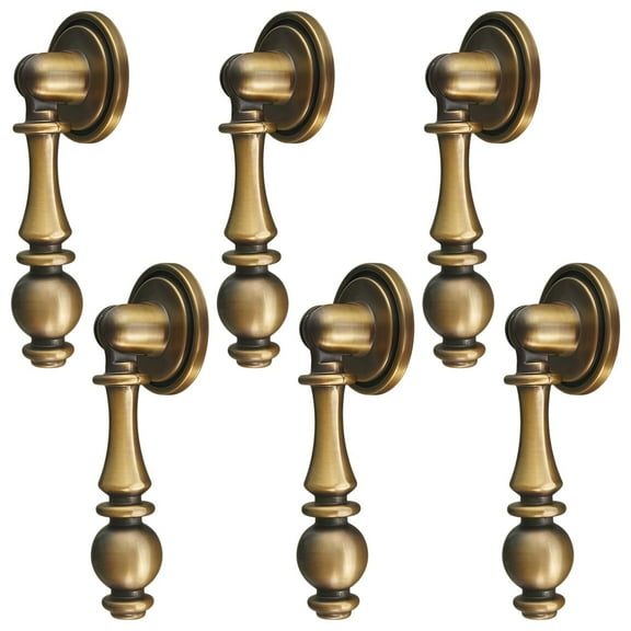 6 Pcs Antique Brass Cabinet Pulls, French Style Zinc Alloy Dresser Drawers Pulls, 2.6 in/6.5 cm Vintage Cupboard Wardrobe Pendant Pulls, 2.6 x 1 x 0.6 in/6.5 x 2.5 x 1.6 cm