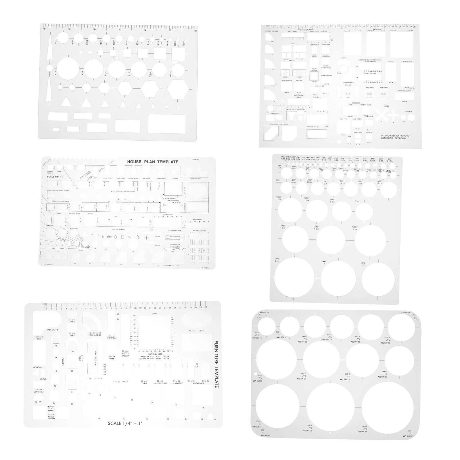 6 Pcs Architectural Drafting Supplies Templates Work Child Transparent 6 pcs architectural drafting supplies templates work child transparent