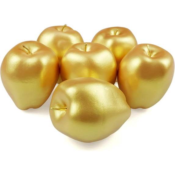 6 Pcs Artificial Apples, Artificial Golden Apples Fake Fruits Display Fruits Decoration Home Kitchen Christmas, Realistic Fake Apples for Decoration Dining Table Basket