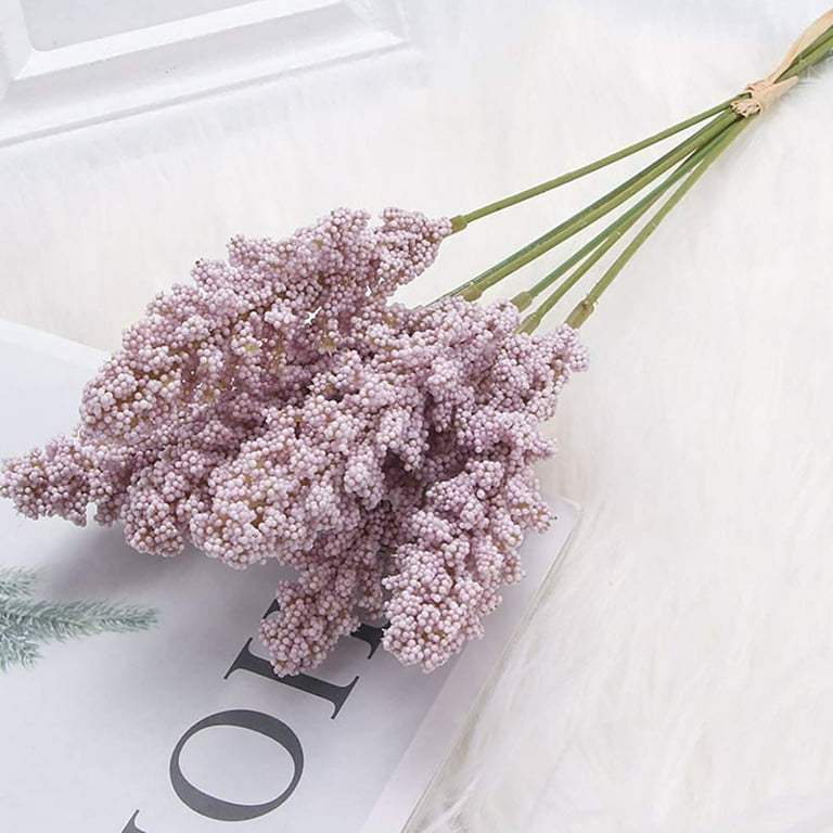 AMI PARTS Dried Babys Breath Artifical Flowers with Lavender Mix Bundle,  Ivory White