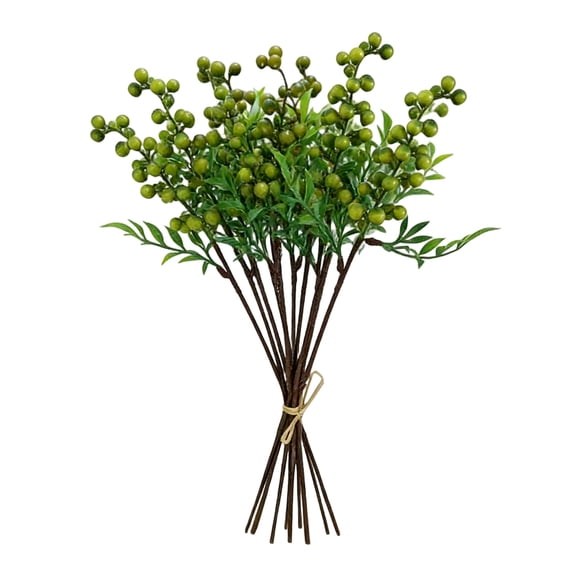 6 Pcs Artificial Blueberry Stems, Lifelike Faux Berries for Wedding Bouquets, Home Decor, DIY Crafts & Christmas Arrangements - Real Touch Fake Blueberries, Green