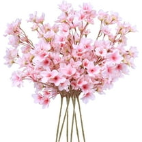 6 Pcs Artificial Cherry Blossom Branches,Bexikou 16 inch Silk Faux Flowers,Fake Cherry Blossom Flowers Arrangement for DIY Home Wedding Tree Party Decor Pink